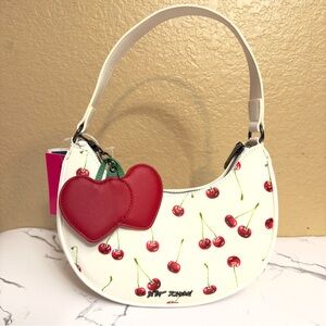 NWT Betsey Johnson Cherry Print Shoulder Bag with Cherry Charm Accent